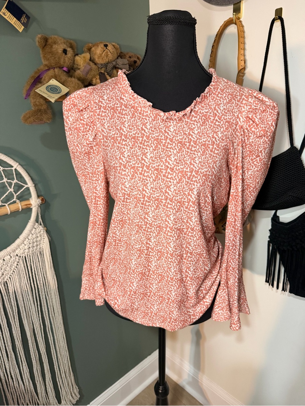 Nation LTD 100% Pima Cotton Bell Sleeve Top Made in Peru